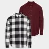 Pier One 2 Pack - Camisa - Bordeaux/Black/White -Pier One Ventas 47bc399cc02b417facf0eebd460437ff