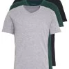 Pier One 3 Pack- Camiseta Básica - Black, Grey, Green
