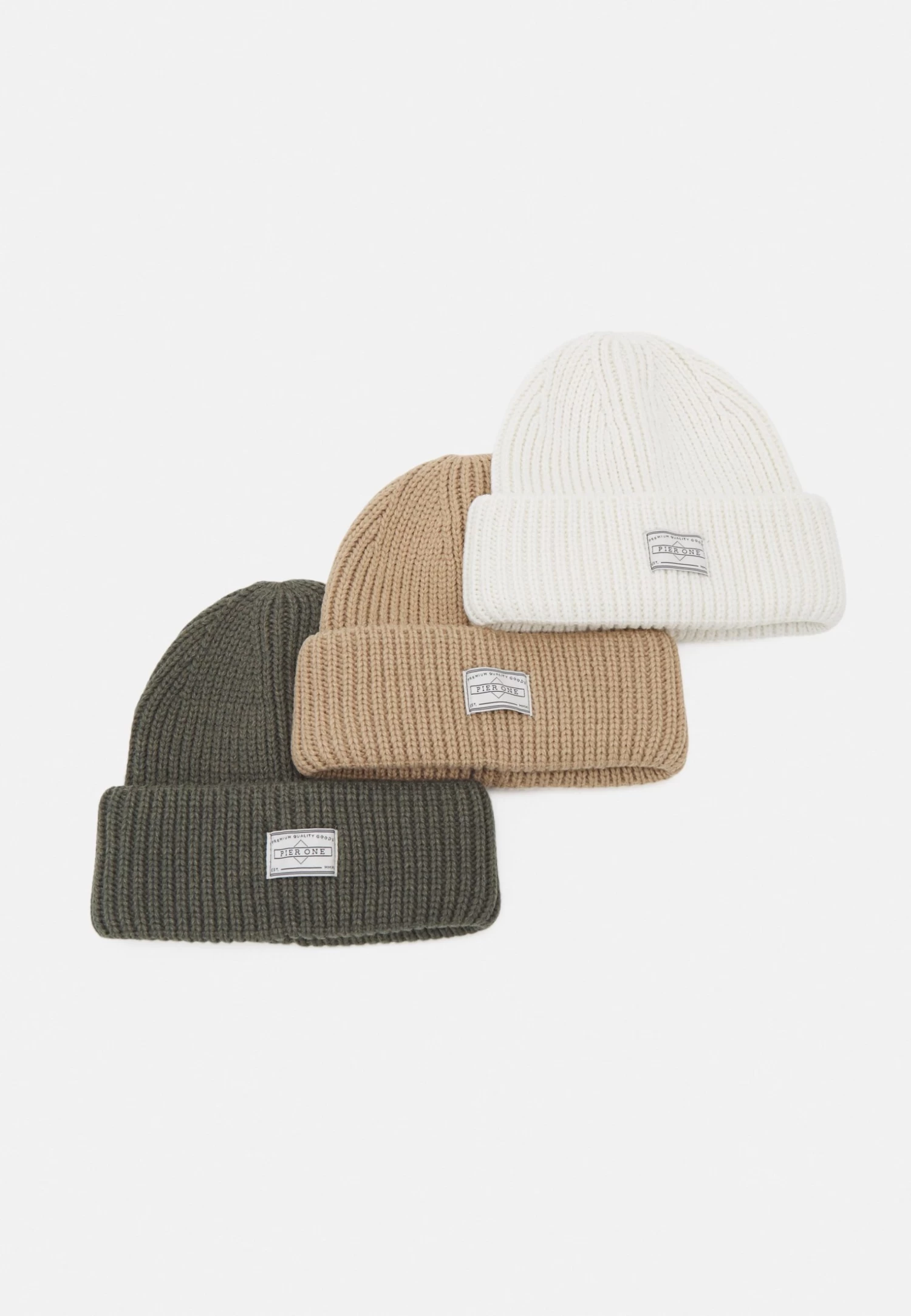 Pier One Unisex 3 Pack - Gorro - Beige/Green/White 2 Pier One Unisex 3 Pack - Gorro - Beige/Green/White